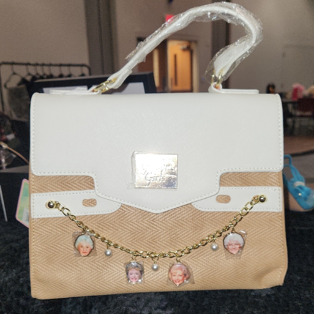 Elegant White and Tan Handbag